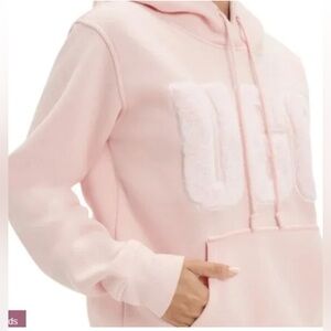 Ugg Women's Rey Fuzzy Logo Pink Winter Autumn Hoodie Size S